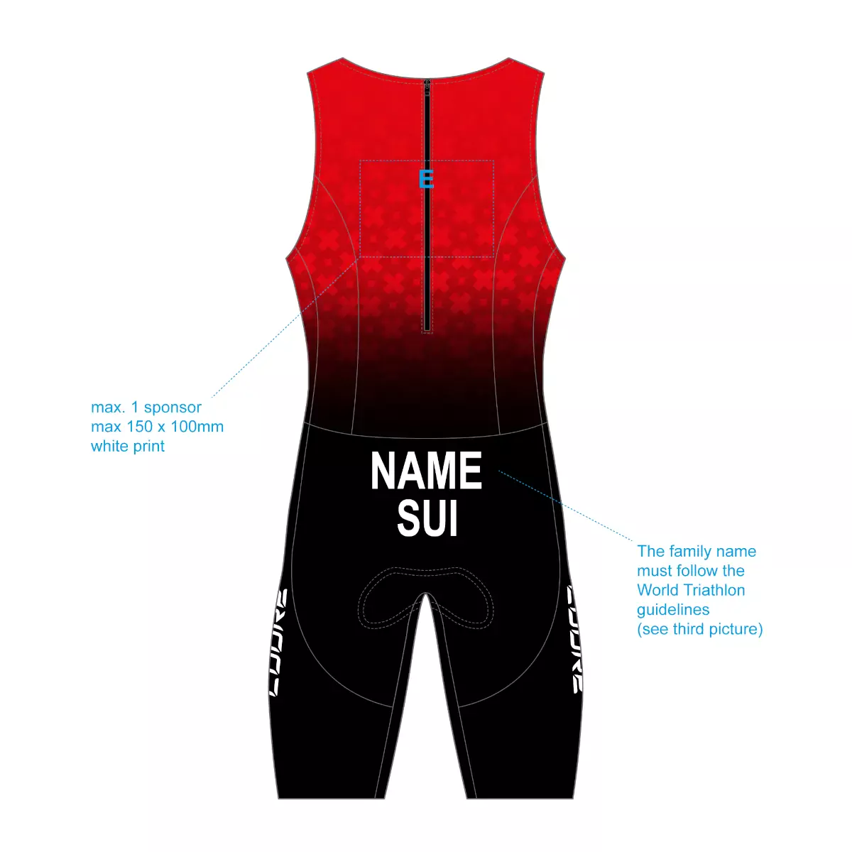 SWISS AG TEAM | CUORE | Official Trisuit back - Emplacement partenaire dorsal réglementaire